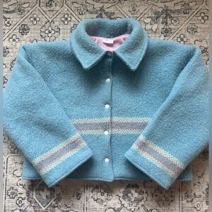 Handmade Vintage Wool Blanket Jacket with Hidden Pocket